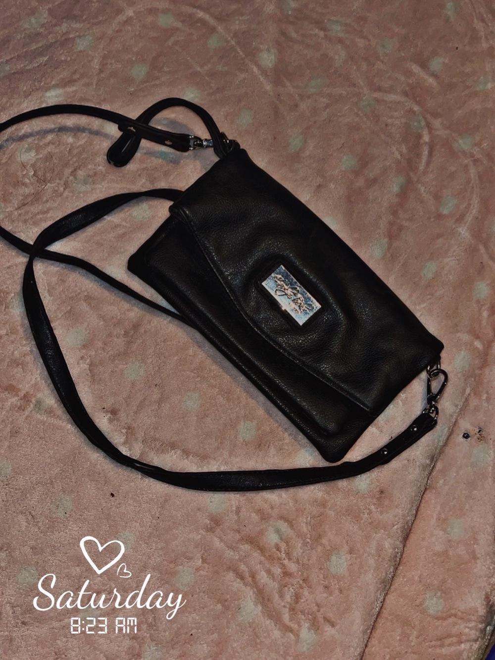 Brighton Black Leather Crossbody Bag with Silver Accent